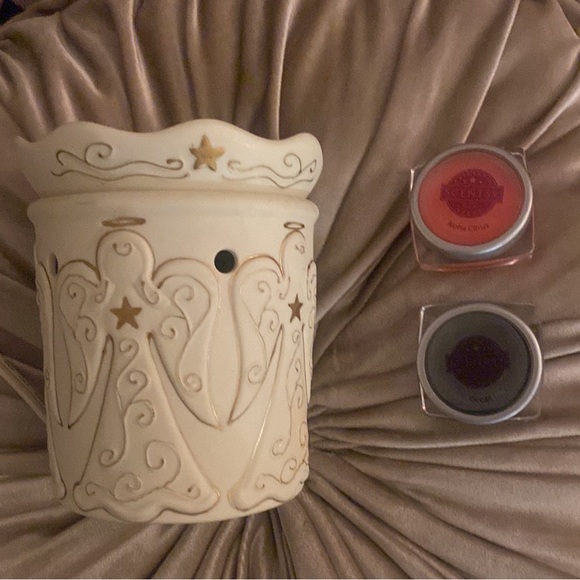 Scentsy Heavenly Angels Ivory & Gold Full Size Wax Warmer -new & Scentsy Samples - Picture 2 of 7